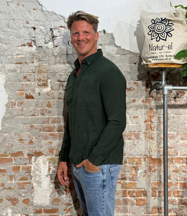 THINKING MU overhemd ANTO GREEN biologisch katoen corduroy