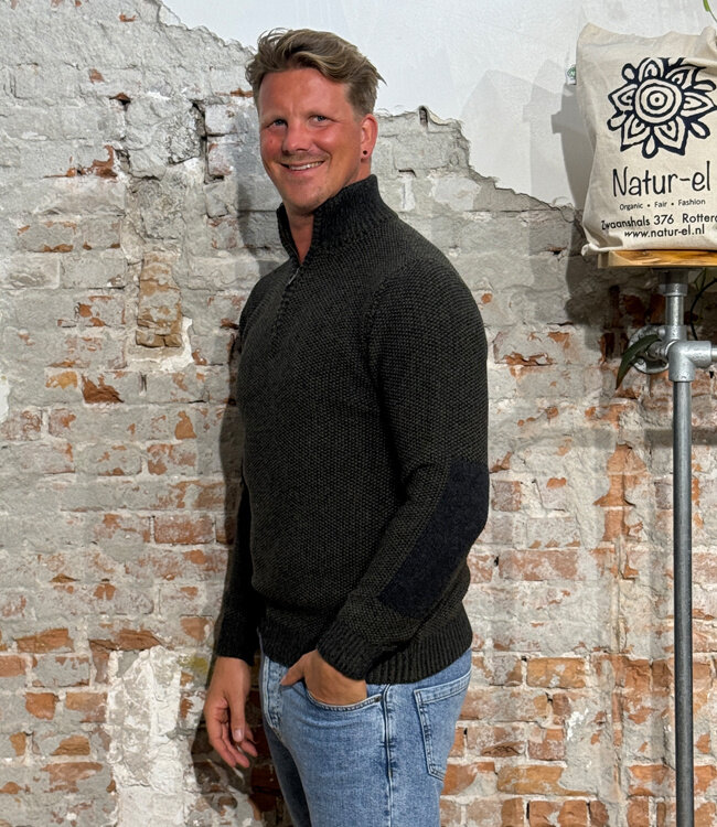 FISHERMAN Wollen schipperstrui PETE OLIVE merino lamswol