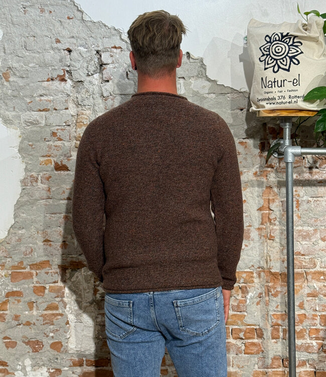 Wollen trui TED CHESTNUT van merino en cashmere FISHERMAN