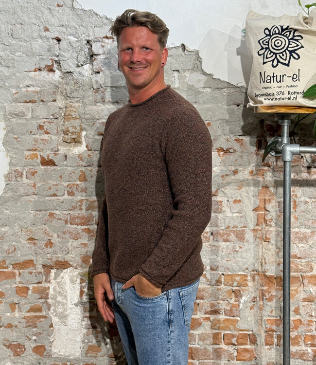 Wollen trui TED CHESTNUT van merino en cashmere FISHERMAN