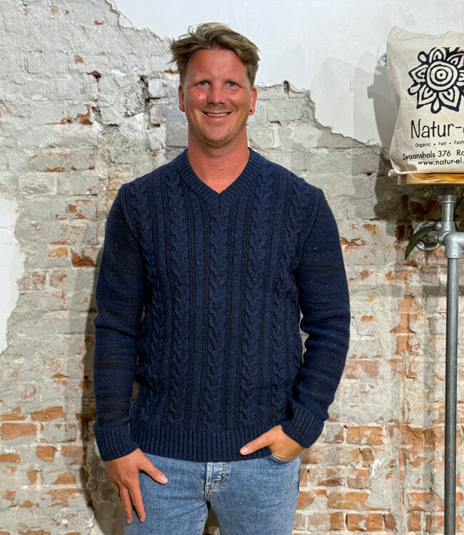 LIVING CRAFTS wollen kabel trui MADS met biologisch katoen