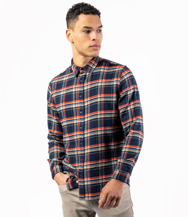 LIVING CRAFTS geruit overhemd GORDON PUMPKIN flanel