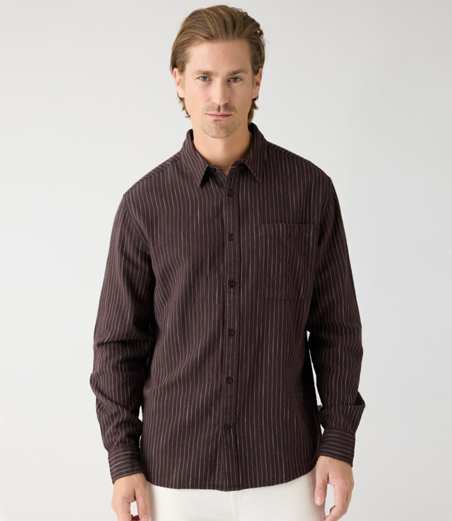 Gestreept overhemd VIGO BROWN biologisch katoen KCA