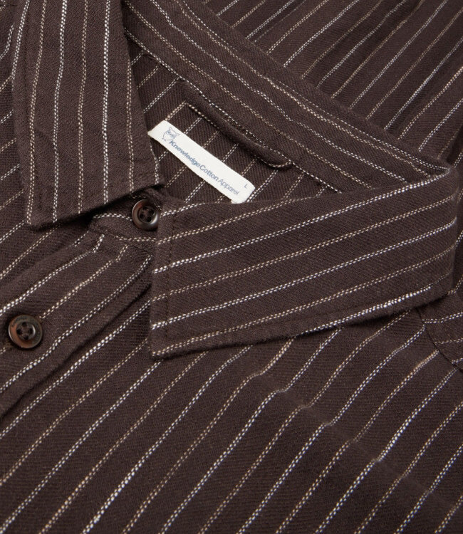 Gestreept overhemd VIGO BROWN biologisch katoen KCA