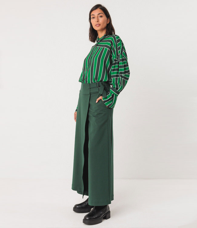 SKFK wijde blouse LONE STRIPES GREEN NAVY ecovero