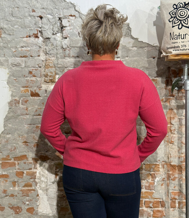 MADNESS trui opstaande kraag YVES PINK biokatoen jaquard