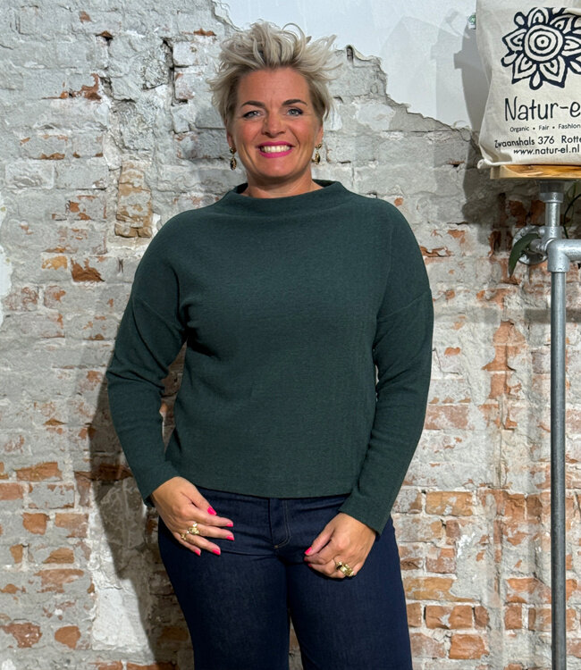 MADNESS trui opstaande kraag YVES PINE biokatoen jaquard