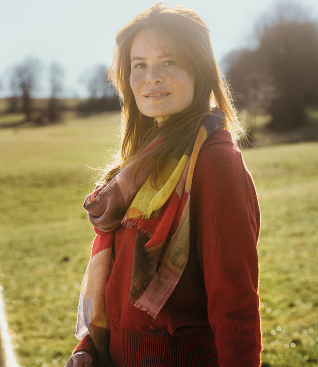 LIVING CRAFTS wollen sjaal 100% wol MULTI BLOCKS