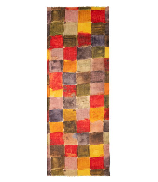 LIVING CRAFTS wollen sjaal 100% wol MULTI BLOCKS