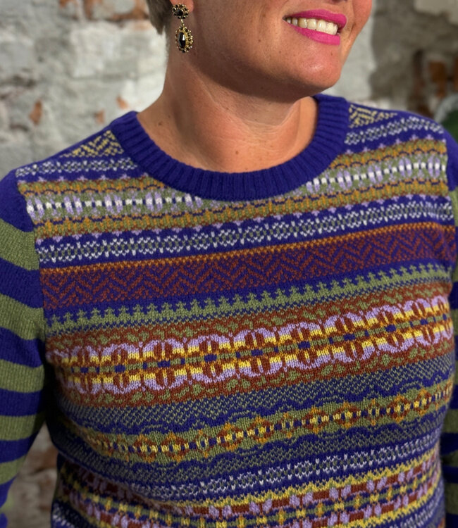 ERIBE wollen trui STOBO MULBERRY FAIRISLE reversible