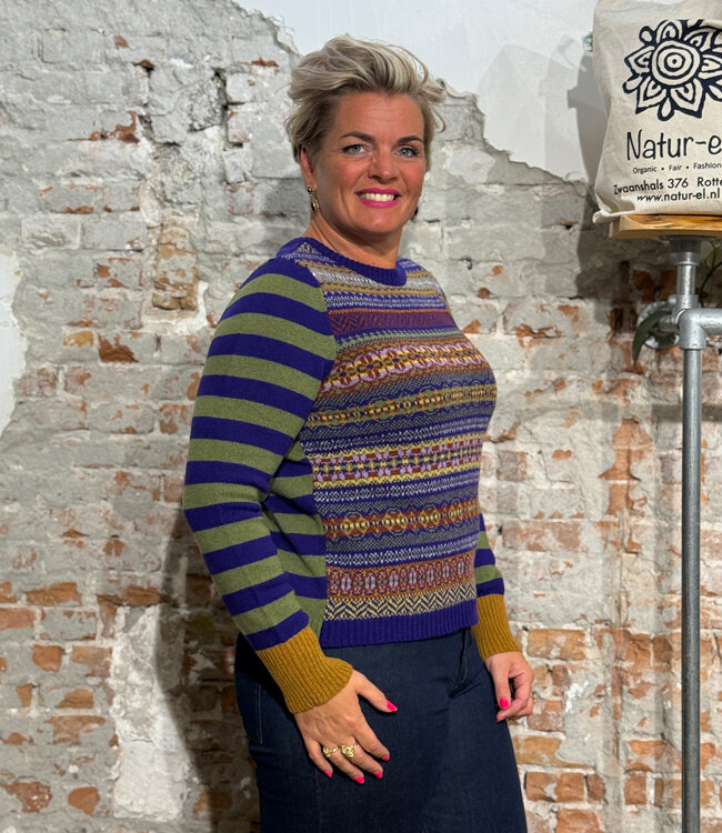 ERIBE wollen trui STOBO MULBERRY FAIRISLE reversible