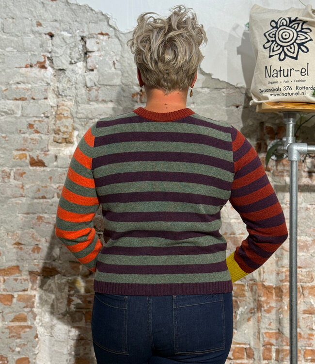ERIBE gestreepte wollen trui STOBO HARISSA reversible
