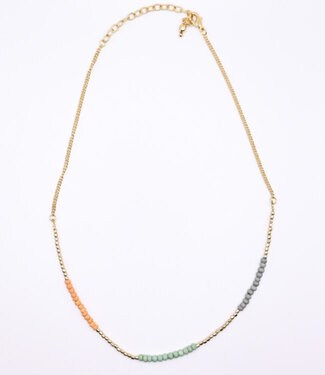 Anukoo ANUKOO fairtrade hals KETTING COLORBLOCK messing