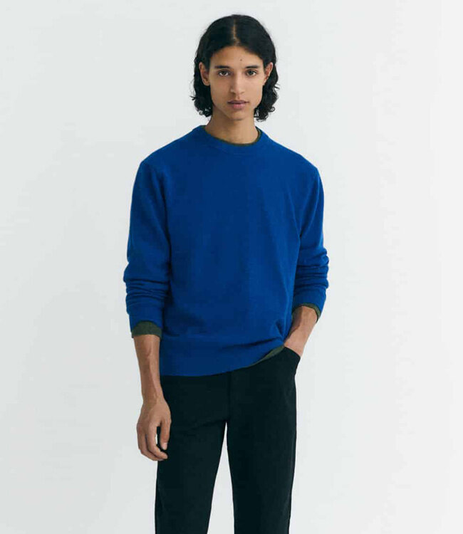 THINKING MU trui LUCIEN INDIGO van 100% wol