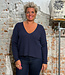THINKING MU wollen v-hals trui ALOMA NAVY katoen cashmere