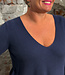 THINKING MU wollen v-hals trui ALOMA NAVY katoen cashmere