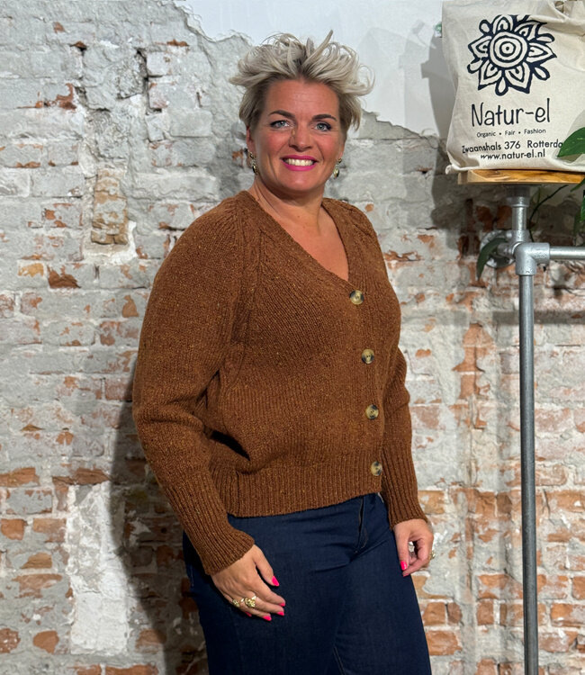 FISHERMAN wollen vest YMKJE COPPER van pure merino