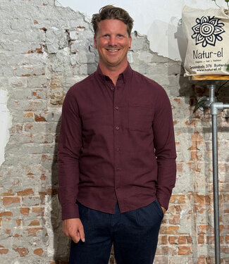 KnowledgeCottonApparel Flanellen overhemd MORTEN FIG biologisch katoen KCA