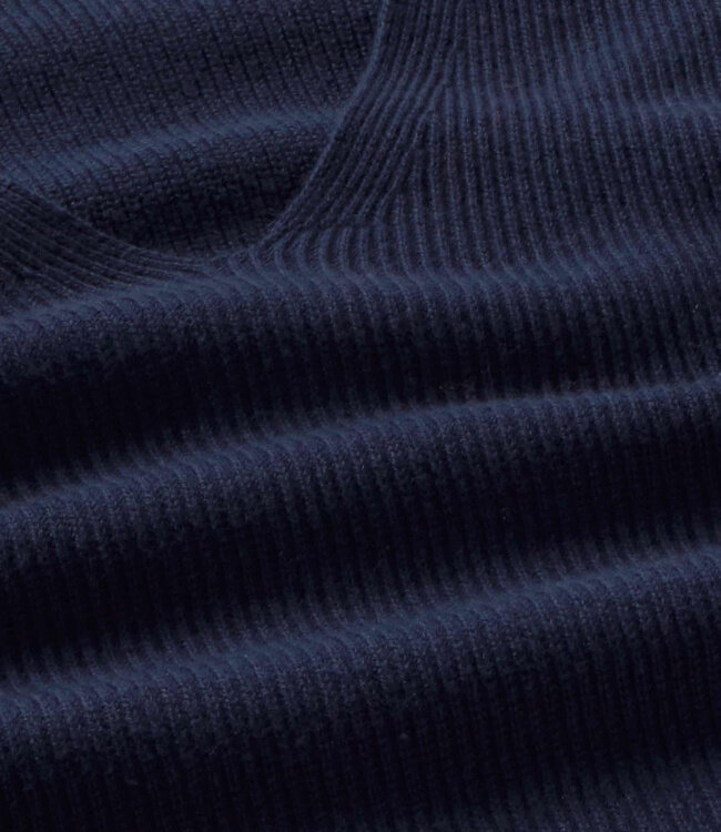 THINKING MU wollen v-hals trui ALOMA NAVY katoen cashmere