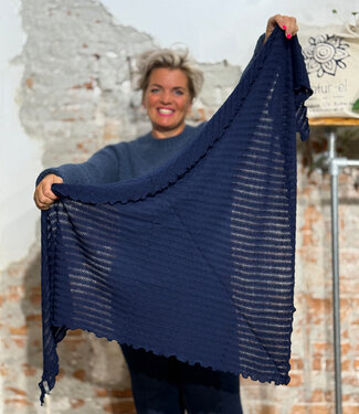 Madness MADNESS wollen sjaal stola van pure merino wol AJOUR DARK BLUE