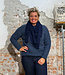 MADNESS wollen sjaal stola van pure merino wol AJOUR DARK BLUE