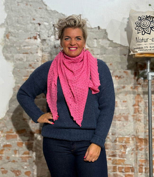 MADNESS wollen sjaal stola van pure merino wol AJOUR PINK
