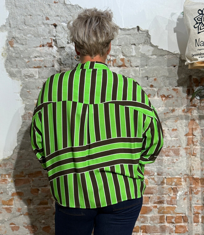 SKFK wijde blouse LONE STRIPES BROWN ecovero