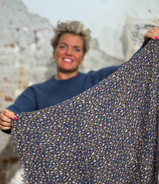 Madness MADNESS wollen print sjaal DOTS DARK van pure merino wol