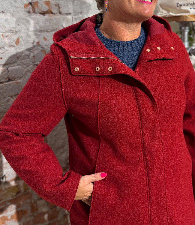 LANGERCHEN wollen parka jas RISANA DARK POPPY