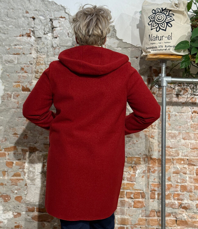 LANGERCHEN wollen parka jas RISANA DARK POPPY