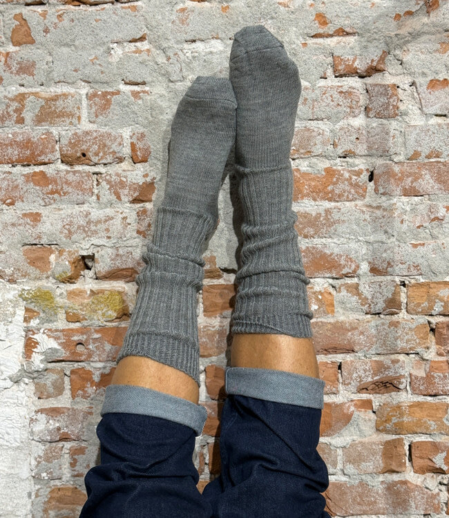 HIRSCH NATUR wollen kniekousen EFFEN GRIJS 251 40