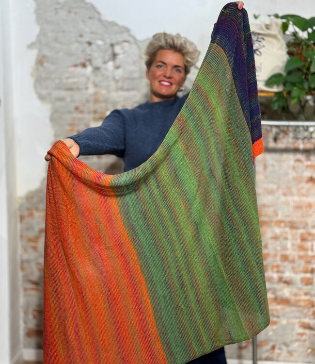 ERIBE grote wollen sjaal 100% merino lamswol TREELINE BELLAROSE