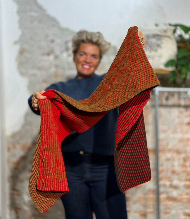 THINKING MU Wollen sjaal shawl 100% merino GHEDE RED