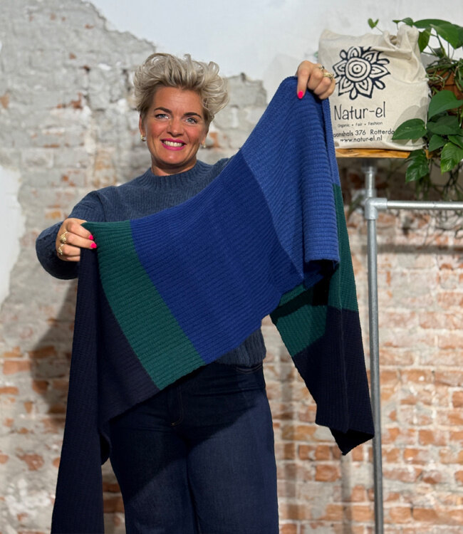 THINKING MU Wollen sjaal shawl 100% merino GHEDE BLUE