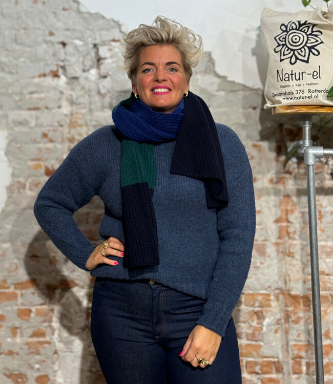 THINKING MU Wollen sjaal shawl 100% merino GHEDE BLUE