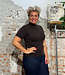 Rib shirt met opstaande kraag ANA CHOCOLATE biologisch katoen