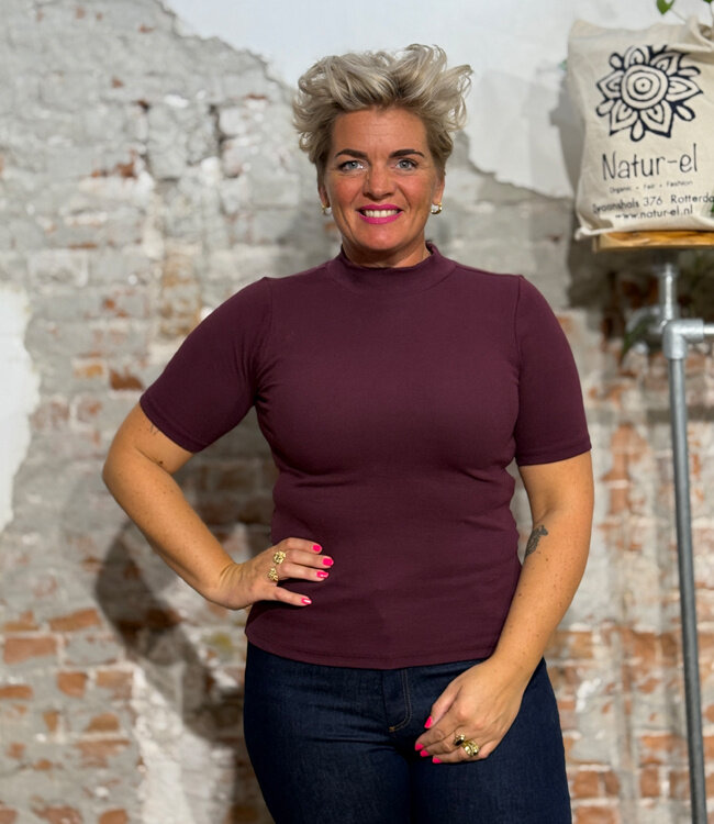 Rib shirt met opstaande kraag ANA FIG biologisch katoen