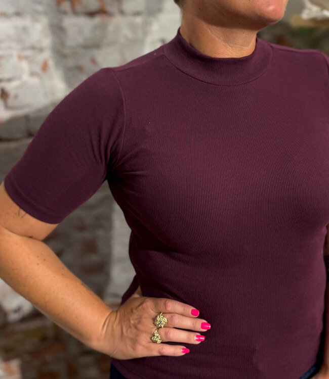 Rib shirt met opstaande kraag ANA FIG biologisch katoen