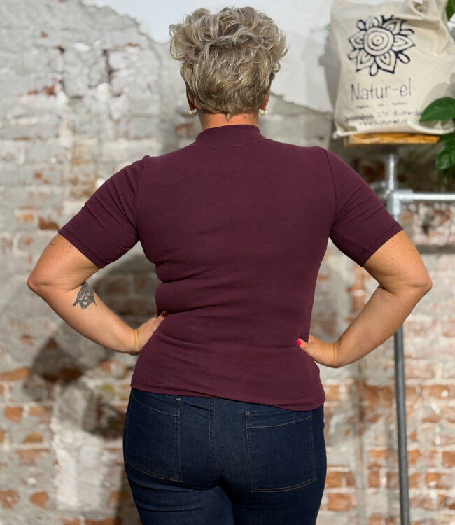 Rib shirt met opstaande kraag ANA FIG biologisch katoen