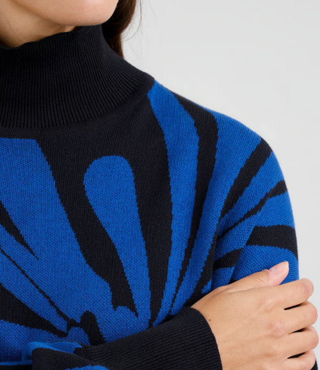 DEDICATED gebreide jurk FLOWERS BLUE van biologisch katoen