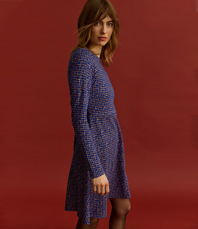TRANQUILLO gebreide jurk SITA BLUE met print