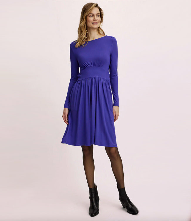 TRANQUILLO effen jurk MIA GRAPE met plooien van ecovero