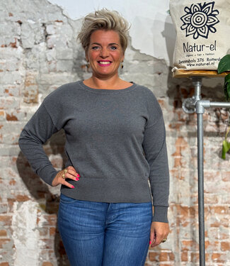 Living Crafts LIVING CRAFTS trui LIESKE GREY biologisch katoen en wol