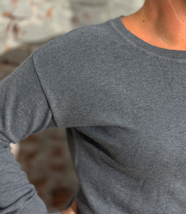 LIVING CRAFTS trui LIESKE GREY biologisch katoen en wol