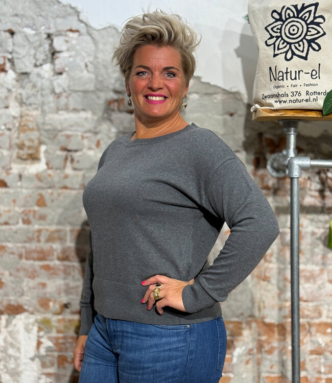 LIVING CRAFTS trui LIESKE GREY biologisch katoen en wol