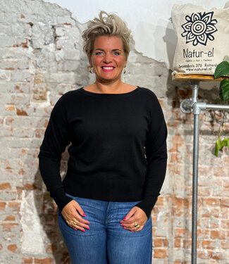 Living Crafts LIVING CRAFTS trui LIESKE BLACK biologisch katoen en wol