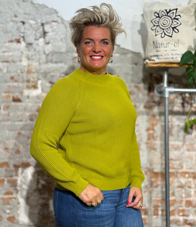 MADNESS trui opstaande kraag JET AVOCADO biologisch katoen