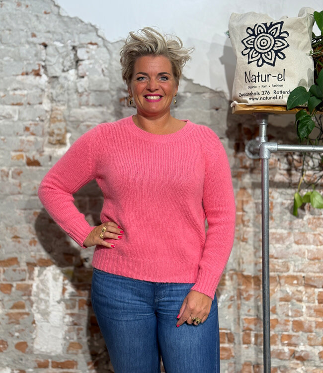 MADNESS effen wollen trui CATO PINK alpaca katoen