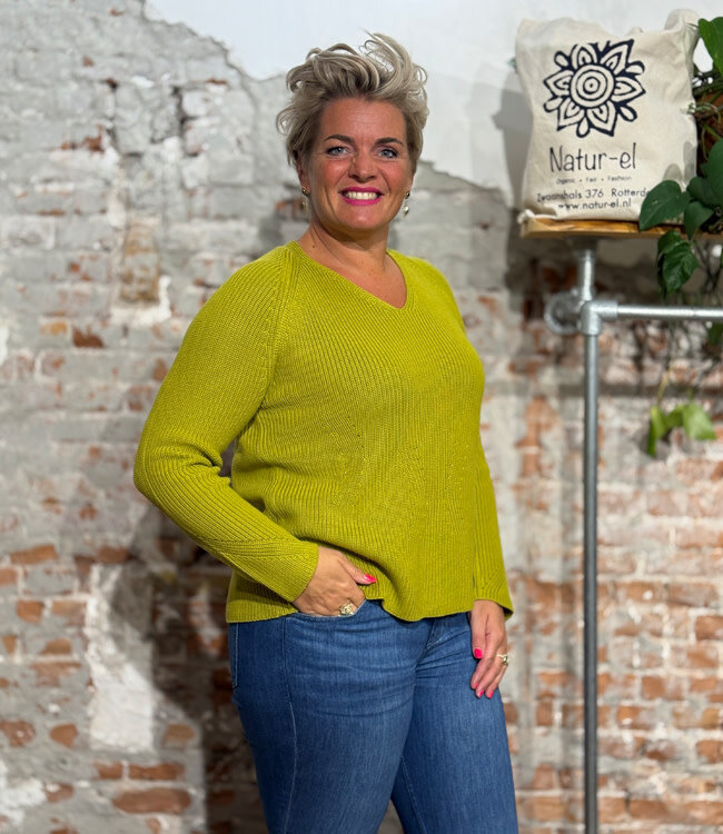 MADNESS v-hals trui RONJA AVOCADO biologisch katoen