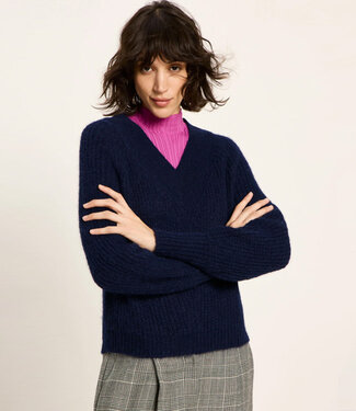 Lanius LANIUS wijde v-hals alpaca trui KAMALA PURPLE BLUE